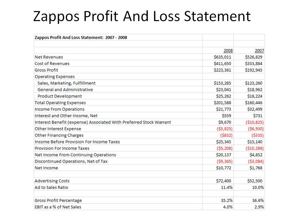 Example Profit and Loss Statement